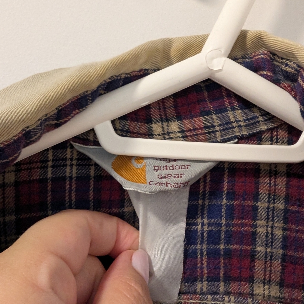 Carhartt/Men's Beige Jacket with Plaid Lining Sz XL - Picture 6 of 6